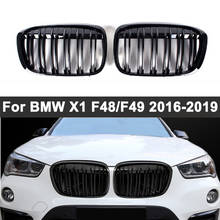 Grelha do para-choque dianteiro, um par de grelhas abs dual slat para bmw x1 f48 f49 2015-2019, cor preta/m brilhante, estilo de carro 2019 2024 - compre barato