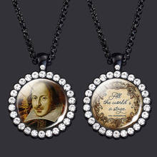 All The World's a Stage - Shakespeare Quote Necklace William Shakespeare Photo Pendant Inspirational Literary Jewelry Gift 2024 - buy cheap