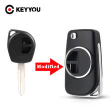 KEYYOU-llave de coche modificada para Suzuki, carcasa plegable de 2 botones para Suzuki Igins Alto SX4 Swift Splash sin cortar, hoja HU87 2024 - compra barato