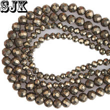 Small Natural Stone Faceted Iron Pyrite Stone Round Beads 2/3/4/5mm Section Loose Beads For Jewelry Making DIY Necklace Earring 2024 - buy cheap