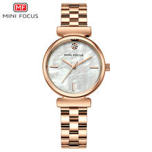 MINI FOCUS-relojes de cuarzo de acero inoxidable para mujer, pulsera Simple de oro rosa, resistente al agua, 0309 2024 - compra barato