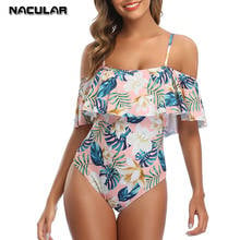 Bañadores sexys de una pieza para mujer, trajes de baño femeninos, trajes de baño con aumento, ropa de playa, Monokini con volantes estampados 2024 - compra barato