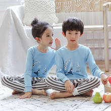 Conjuntos de pijamas para meninos grandes e meninas, mangas compridas, 100% algodão, pijama para crianças, desenho para meninas, traje de noite, outono 2024 - compre barato