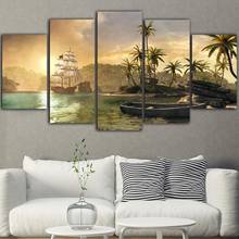 HD Print Canvas Sailboat Paintings Home Decor Sea Wall Art Modular Coconut Tree Pictures Modern Landscape Posters Bedroom Frame 2024 - buy cheap