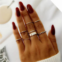 Punk Hiphop Hollow Chain Rings Set for Women Fashion Minimalist Irregular Finger Rings Gold Silver Color Geometric Rings Jewelry 2024 - купить недорого