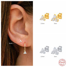 Aide 925 Sterling Silver Colorful Three Zircon Stud Earrings For Women Mismatched Piercing Ohrringe Pendientes Luxury Fine Jewel 2024 - buy cheap