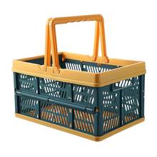 Foldable Portable Plastic Storage Basket Portable Folding Handle Food Storage Basket Picnic Desktop Organizer Container 2024 - buy cheap