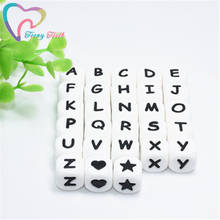 26PCS Alphabet Letter baby Teething Toy beads DIY chew Necklace Nursing Tool 12MM Food Grade Alphabet Letter Dice Beads Silicone 2024 - buy cheap