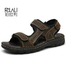 POLALI Brand Hot Sale Men Sandals Genuine Leather Men Beach Roman Men Casual Shoes Men Slippers Summer Shoes Big Size 38~48 2024 - buy cheap