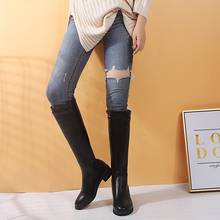 botas mujer 2019 Casual Shoes Women Retro High Boots Knee-High Long Boots zapatos de mujer Real Leather Ladies footware Black 2024 - buy cheap