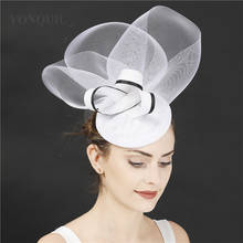 Gorgeous Bride Wedding Fascinator Mesh White Hat Hair Band Women Occasion Formal Millinery Caps Ladies Show Party Hair Accessory 2024 - buy cheap