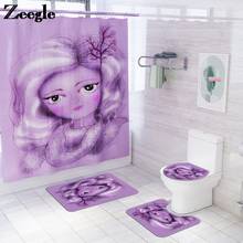 Zeegle Bath Mat and Shower Curtain Set Flannel Bathroom Carpets Anti Slip Toilet Pedestal Rug Foot Mat Absorbent Toilet Set 2024 - buy cheap