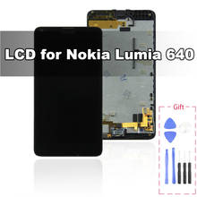 Digitalizador touch para nokia lumia 640, display de lcd com moldura + substituição 100% testada 2024 - compre barato