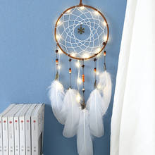 Creative  Home Decoration Dream Catcher Feather LED Lamp Feather Pendant Dreamcatcher Wind Chimes Valentine's Day Birthday Gifts 2024 - buy cheap
