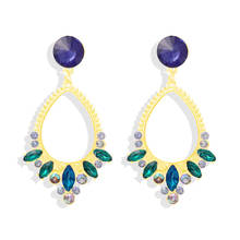 Dvacaman Fashion Crystal Drop Earrings for Women Wedding Rhinestone Geometric Circle Hollow Boho Statement Earrings Jewelry Gift 2024 - buy cheap