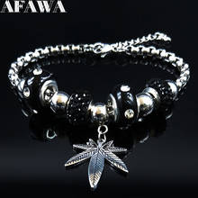 2021 Fashion Maple Leaf Stainless Steel Bracelet Charm for Women Black Chain Bracelet Jewelry pulseras pulseira feminina B18575 2024 - buy cheap