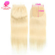 QUEEN BEAUTY 613 Blonde Brazilian Human Hair Straight 8-22 Inch 4*4 Lace Closure Blond Ombre Color Remy Hair Weave Free Shipping 2024 - buy cheap