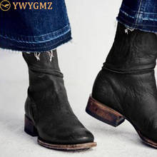 BLWBYL Boots Women Winter Vrouwen Vintage Western Boots Cowboy women Autumn Winter Flat Heel Casual Shoes Bote Femme HVT547 2024 - buy cheap