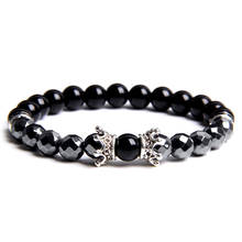 Black Hematite Bracelet Men Crown Charm Onyx Beads Bracelet Bangles Homme Cloisonne Bead Mala bracelets Accessorie 2024 - buy cheap