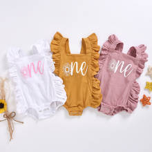 Girls Clothes Letter Baby Romper Fly Sleeves Kids Summer Playsuit White Yellow Pink Newborn Outfits Baby Girl Ruffle Rompers 2024 - buy cheap