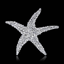 Alfileres de broche de estrella de mar para mujer, alfileres de diamantes de imitación de cristal plateado, accesorios de joyería, AC015 2024 - compra barato