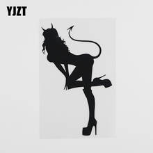 YJZT 10,3 см x 17,1 см Виниловая наклейка на автомобиль с изображением сексуальной девушки дьявола рога и хвоста клуба черного/серебряного цвета 8A-0422 2024 - купить недорого