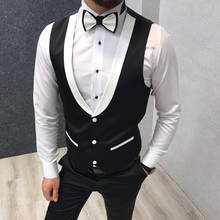 Colete slim fit para casamento noivo smoking único peito uma peça personalizado colete masculino lapela traje masculino fashon 2024 - compre barato