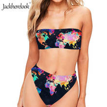 Jackherelook-Conjunto de Bikini brasileño para mujer, traje de baño Sexy con estampado de todo el mundo, y realce de cintura alta, 2020 2024 - compra barato