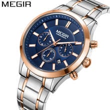 MEGIR Watch Men Waterproof Chronograph Military Army Male Clock Top Brand Luxury Gold Stainless Steel Man Sport Wristwatch 2150 2024 - buy cheap