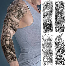 Grande braço manga tatuagem dragão buda macaco rei à prova dwaterproof água temporária falso tatoo adesivo crânio japonês 2024 - compre barato