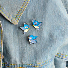 3pcs/set Enamel blue bird pin Cartoon flying fledgling Animal Brooch Denim Jacket Pin Buckle Shirt Badge Bag Lapel Gift for Kids 2024 - buy cheap