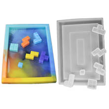 Moldes de silicona de Tetris rusos, moldes de fundición de resina artesanal para decoración del hogar, juego de juego, bandeja de resina epoxi UV, Kit de moldes de posavasos 2024 - compra barato