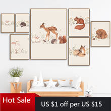 Deer Rabbit Squirrel Bear Hedgehog Fox Mouse Wall Art Canvas Painting Nordic Posters Prints Wall Decor Pictures Baby Room Decor 2024 - buy cheap