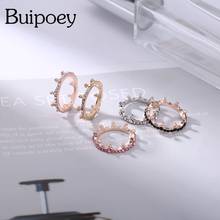 Buipoey Simple Crystal Crown Rings For Women Girls Friendship Rose Gold Stackable Ring Fit Couple Party Engagement Jewelry 2024 - buy cheap