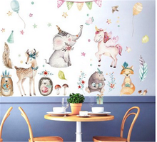Unicórnio colorido elefante veado cavalo borboleta adesivos de parede para quarto das crianças decalques parede decoração do berçário presente aniversário 2024 - compre barato