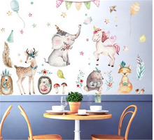 Colorful Unicorn Elephant Deer Horse Butterfly Wall Stickers For kids Room Bedroom Wall Decals Nursery Decor Birthday Gift 2024 - buy cheap