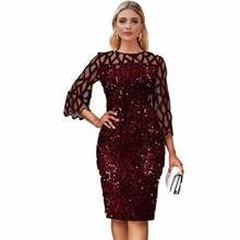 African Dresses For Women 2021 Elegent Sequined New Arrival Fashion Style African Women Summer Plus Size Knee-length Dress 2024 - buy cheap