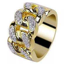 Na moda trançado boêmio cristal incrustado anel masculino moda metal banhado a ouro cristal incrustado anel acessórios festa jóias 2024 - compre barato