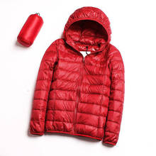 Winter Women Jacket Ultra Thin Autumn Down Hooded Duck Down Coat Red Basic Jackets Female Long Sleeve Slim Warm Parka Pink Black 2024 - buy cheap
