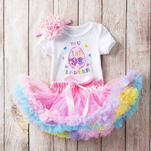 My First Easter/комплект одежды для маленьких девочек, боди с вышитыми буквами, фатиновая юбка, повязка на голову, комплекты из 3 предметов костюмы для новорожденных малышей 2024 - купить недорого