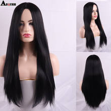 AZQUEEN Synthetic Wigs Long Straight Layered Hairstyle Ombre Black Brown Blonde Gray Ash Full Wigs with Bangs for Black Women 2024 - buy cheap