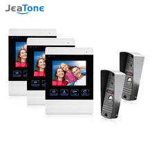 Jeatone 4 Inch TFT Wired Smart Video Door Phone Intercom System with 3 Night Vision Monitor +2x1200TVL Rainproof Doorbell Camera 2024 - buy cheap