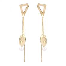 ELEGANCE11 Luxury Gold Dangle Earrings with Pearl Pendant Long Earrings Party Jewelry Christmas Gift for Women 2024 - buy cheap