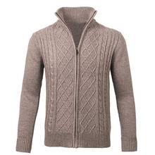 Men Winter Casual Turtleneck Sweater Solid Color Slim Fit Zip Up Knit Cardigan 2024 - buy cheap