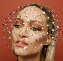 New Headband Veil for Bridal Crystal Beaded Birdcage White Face Net Mask Hair Accessorie Veils Charming Wedding Fascinator 2024 - buy cheap