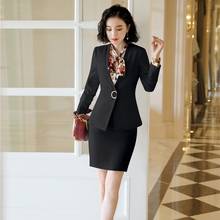 New Style Black Blazer Women Business Suits 2 Piece Skirt and Jacket Sets Office Ladies Work Wear Uniforms 2024 - buy cheap