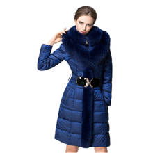 Fashion Winter Down Jacket Women Fox Fur Collar Slim Warm Down Coat Female Long Parka Ladies Elegant Outwear Hooded 754 2024 - buy cheap