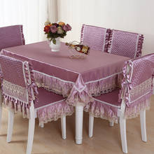 Mantel acolchado de alta calidad para mesa y silla, cubierta de 4 estilos, color sólido, bordado de encaje acolchado, mantel de Navidad 2024 - compra barato