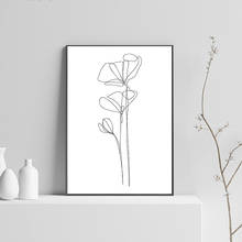 Lienzo de arte abstracto con líneas de flores blancas para sala de estar, dormitorio, café, Internet, imágenes artísticas de pared de estilo nórdico 2024 - compra barato