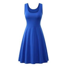 Summer Dress Women Royal Blue 15 Colors S-4XL Plus Size 20 New Sleeveless High Waist Cotton Pleated Dress Vestido Feminina LD906 2024 - buy cheap